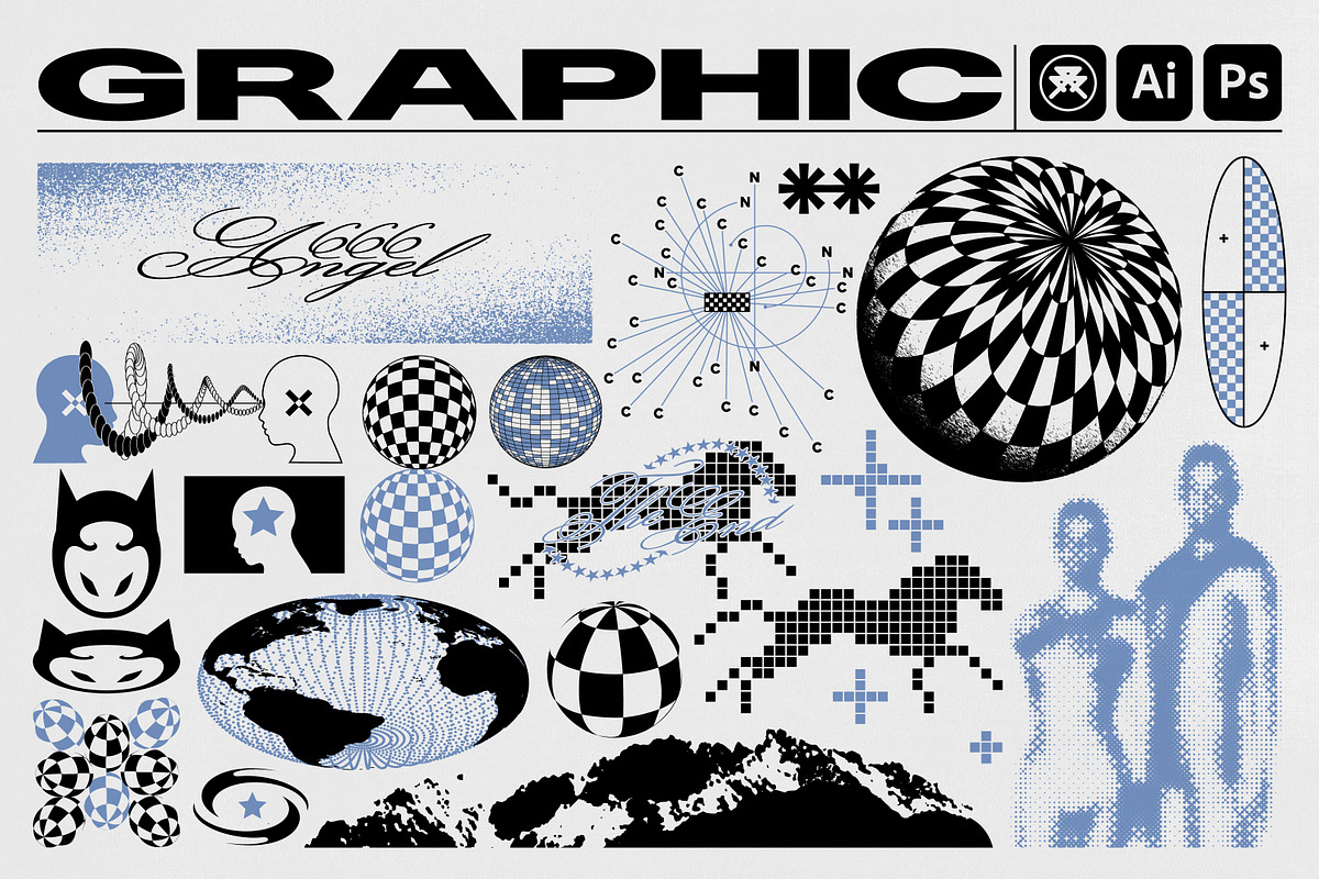 Y2K OPTICAL GRAPHIC VECTOR SET, an Object Graphic by BonkiStudio (Photo 1 of 7)