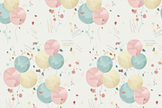 Watercolor Balloons and Confetti Sea, a Texture Illustration by JYa_Design (Thumbnail 1 of 3)