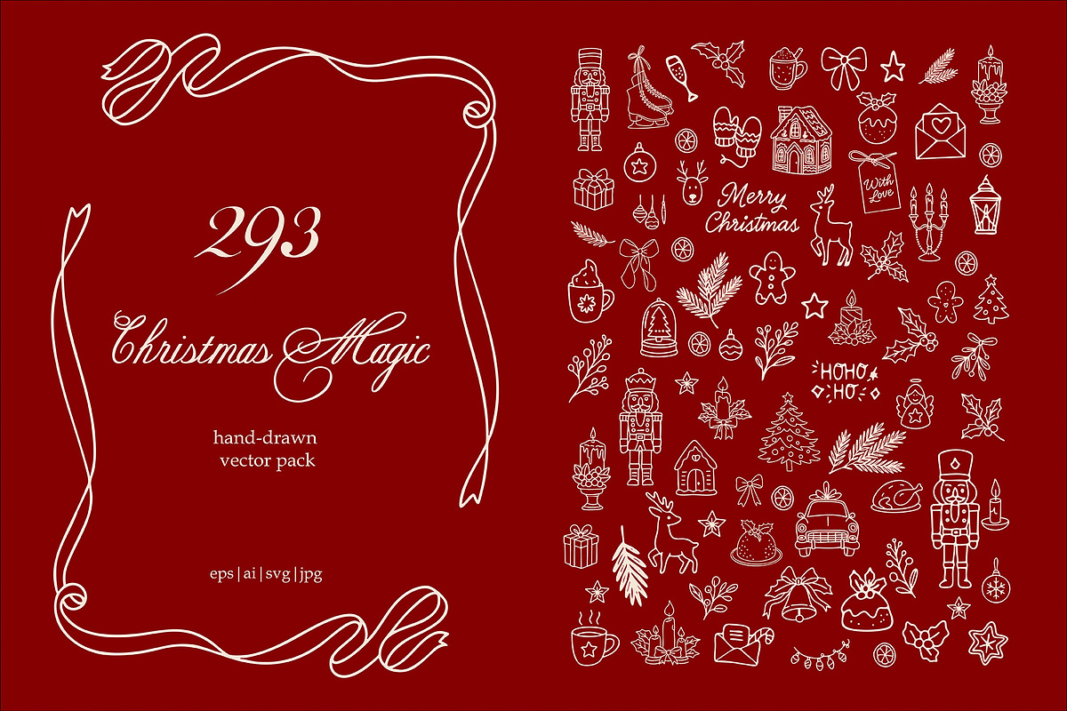 Whimsical Christmas Illustration Set, a Seasonal Illustration by SunnJaneArt (Photo 1 of 13)