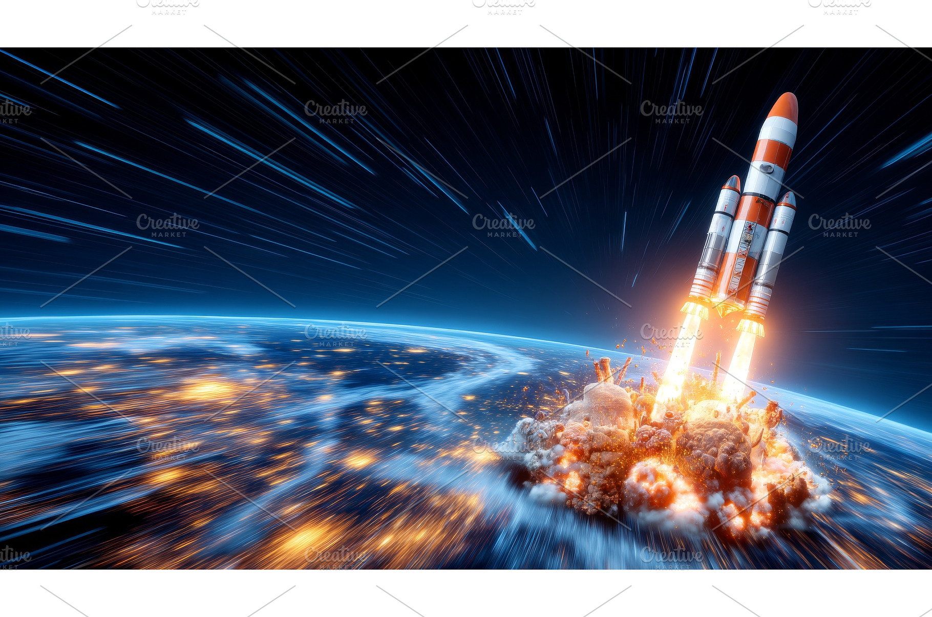A rocket soars into the distance, a Technology Photo by ZinetroN