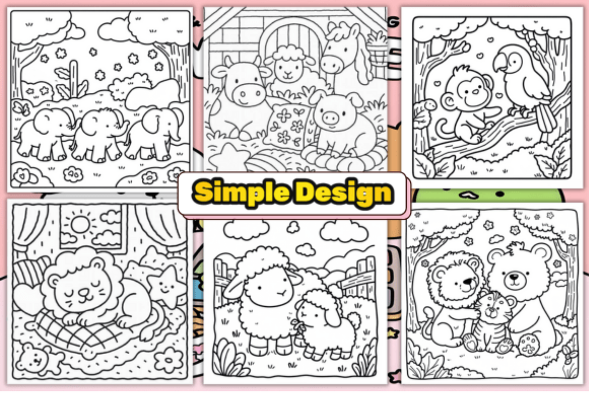 Cozy Friends Cute Comfy Coloring, a Wallpaper Graphic by shopcosm (Photo 3 of 3)