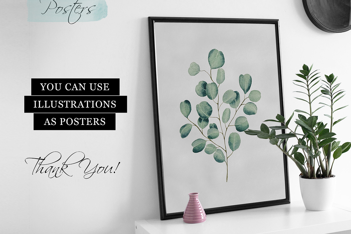 Eucalyptus – Watercolor Collection, a Decorative Illustration by Letters-Shmetters (Photo 8 of 8)