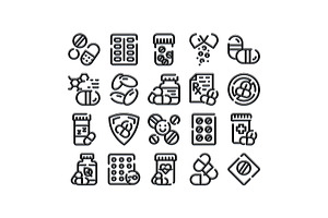 Medicine pills and drugs outline, an Object Graphic by pikepicture