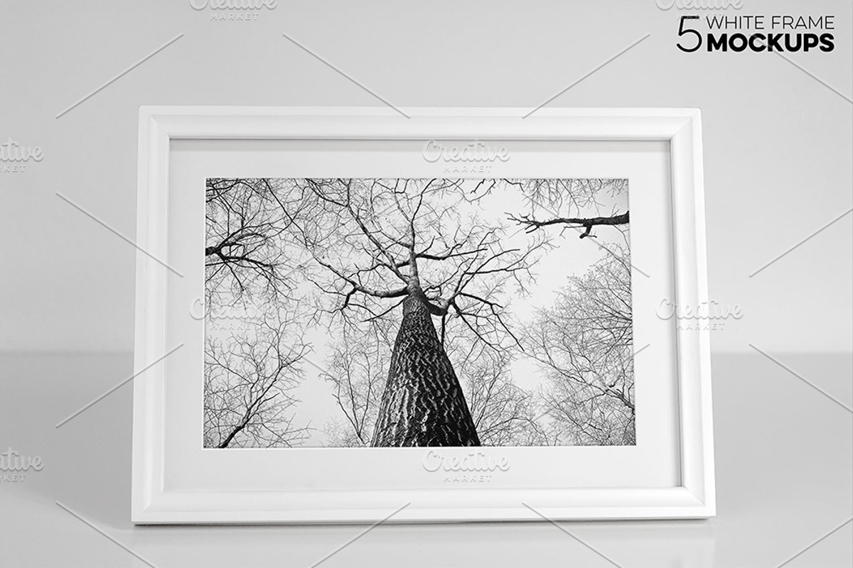 Bundle of 5 White Frame Mockups, a Print Template by LayerLabs (Photo 3 of 5)