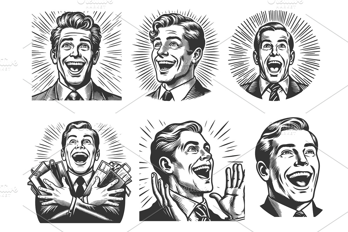 Excited and Cheerful Businessmen, a Person Illustration by AlexArt