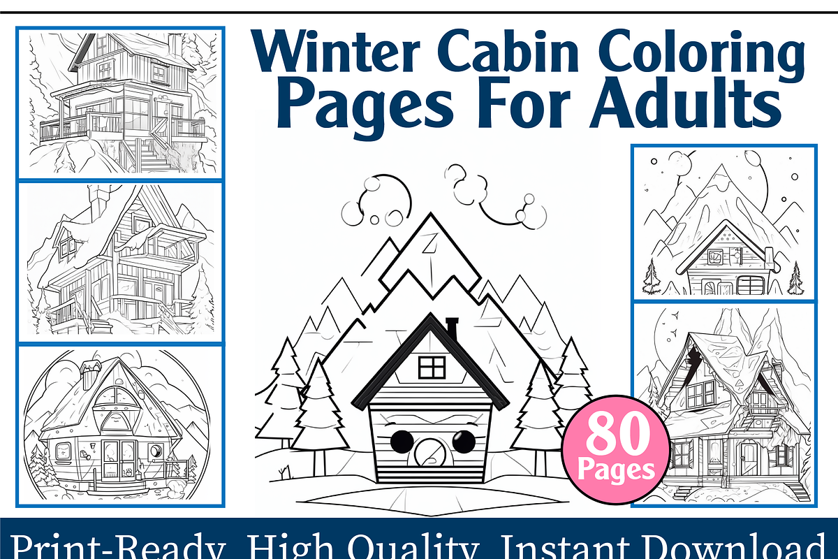 Mountain Chalet in Snow Coloring Pag, an Animal Illustration by maggiesar (Photo 1 of 4)