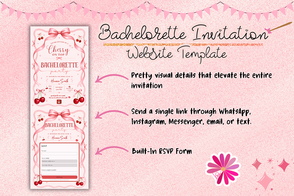 Cherry on Top Hen Party RSVP Website, a Social Media Template by bellaROSEworkshop (Photo 4 of 5)