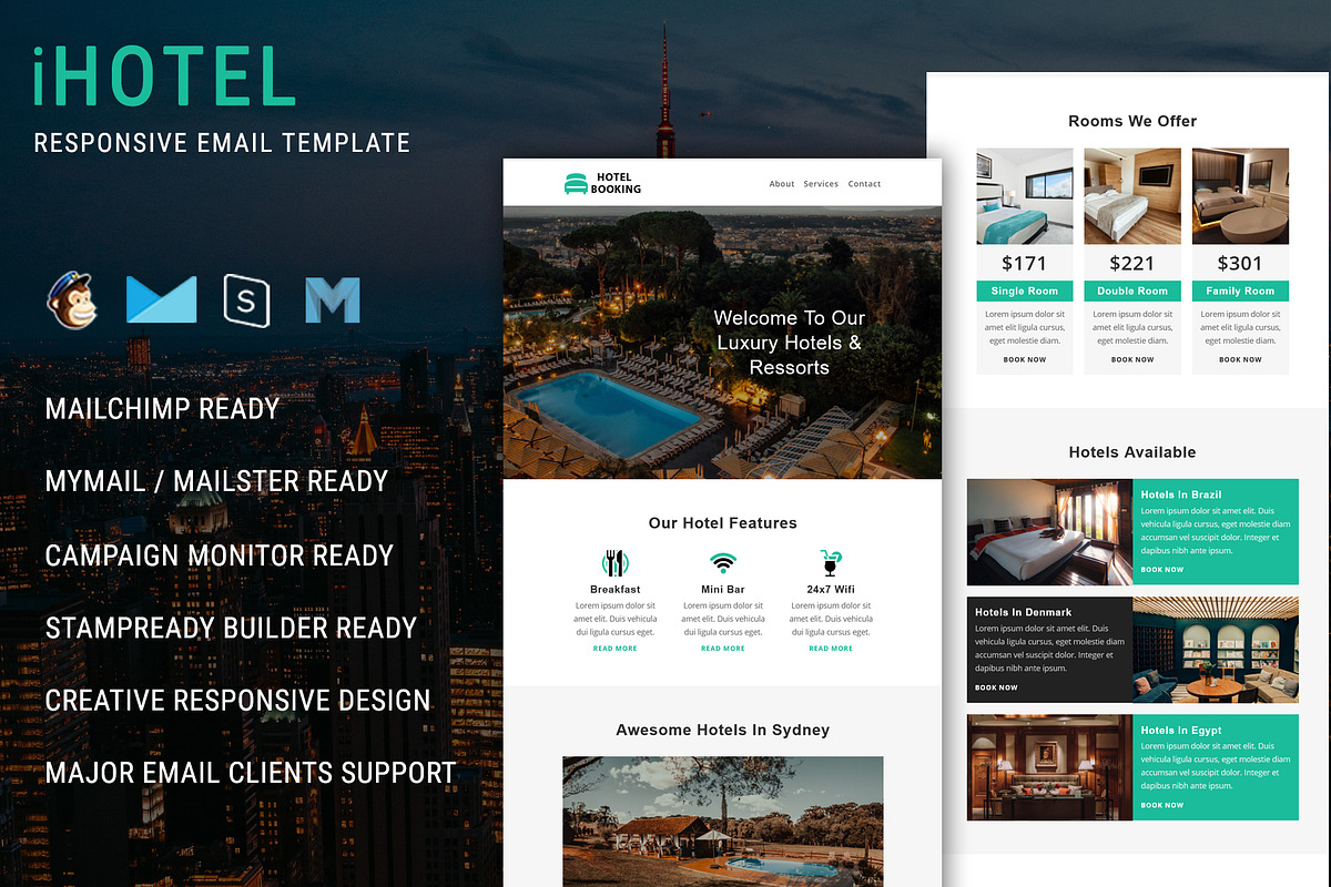 iHotel Responsive Email Template, an Email Template by FourDinos