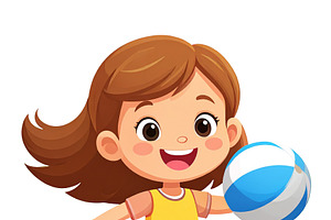 Isolated illustration of a joyful girl with a ball, a Person Illustration by DanFLCreativo
