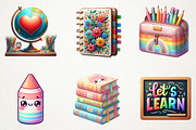 School Clipart Set, School Supplies, an Illustration by RobertsArt (Thumbnail 7 of 7)