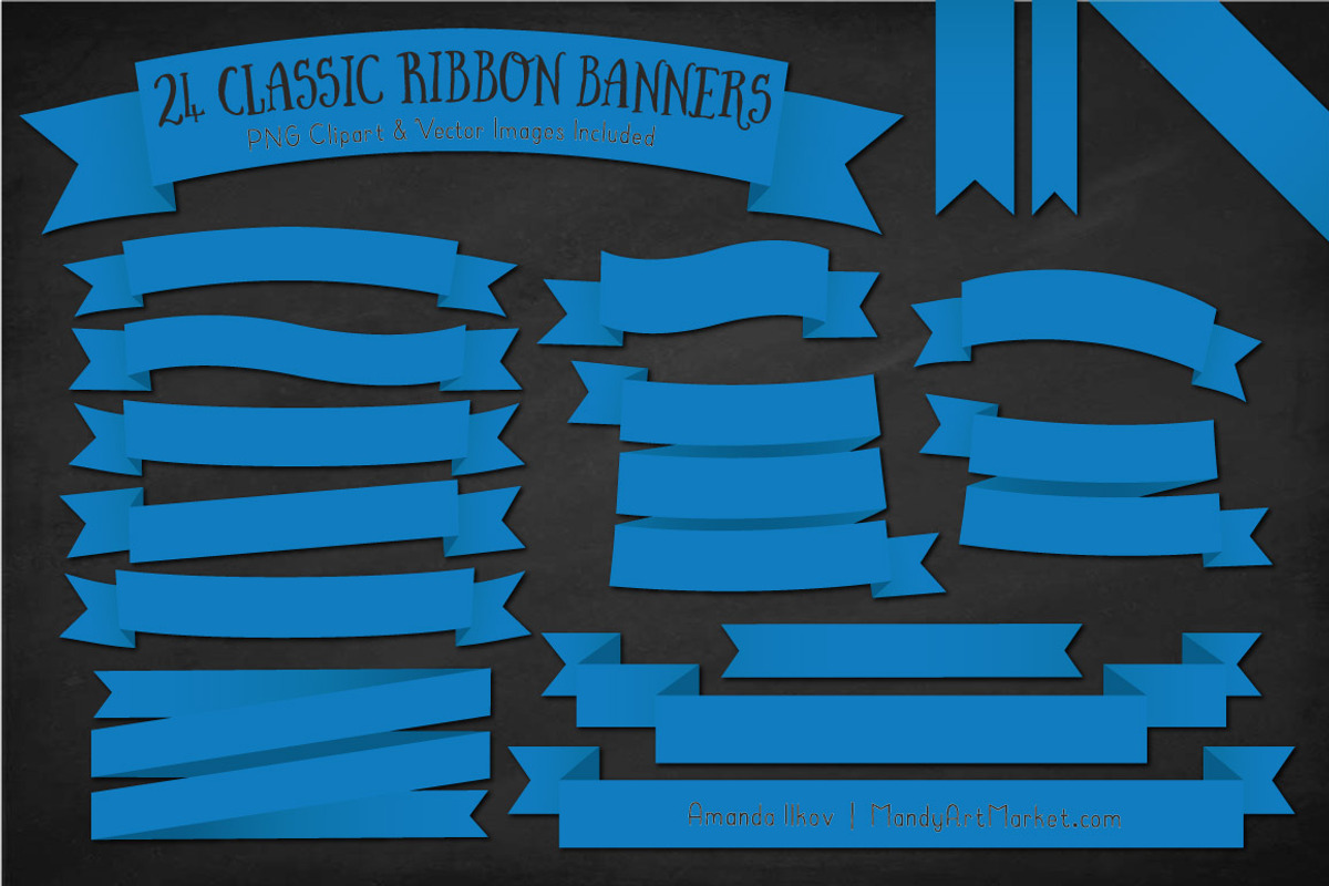 Blue Ribbon Banner Clipart, an Illustration by Amanda Ilkov (Photo 2 of 4)