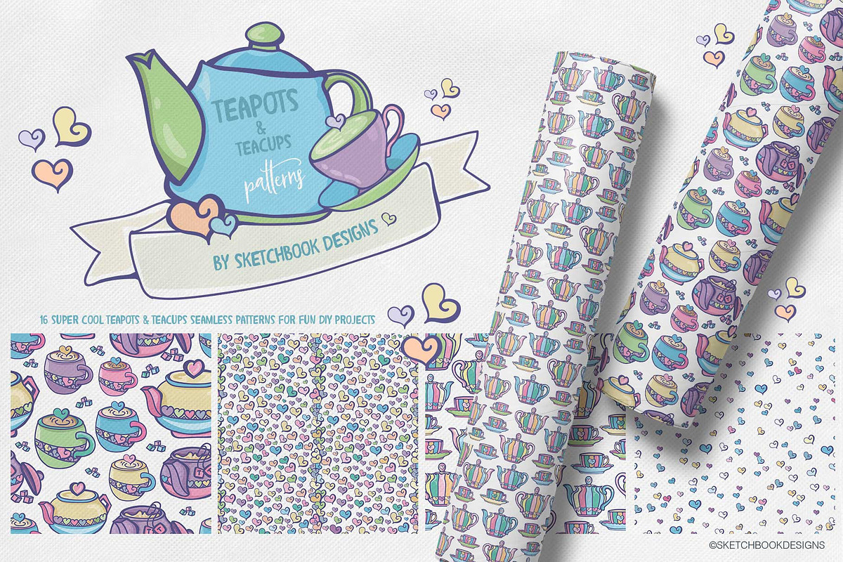 Teapots & Teacups Design Set, an Illustration by Sketchbook Designs (Photo 7 of 13)
