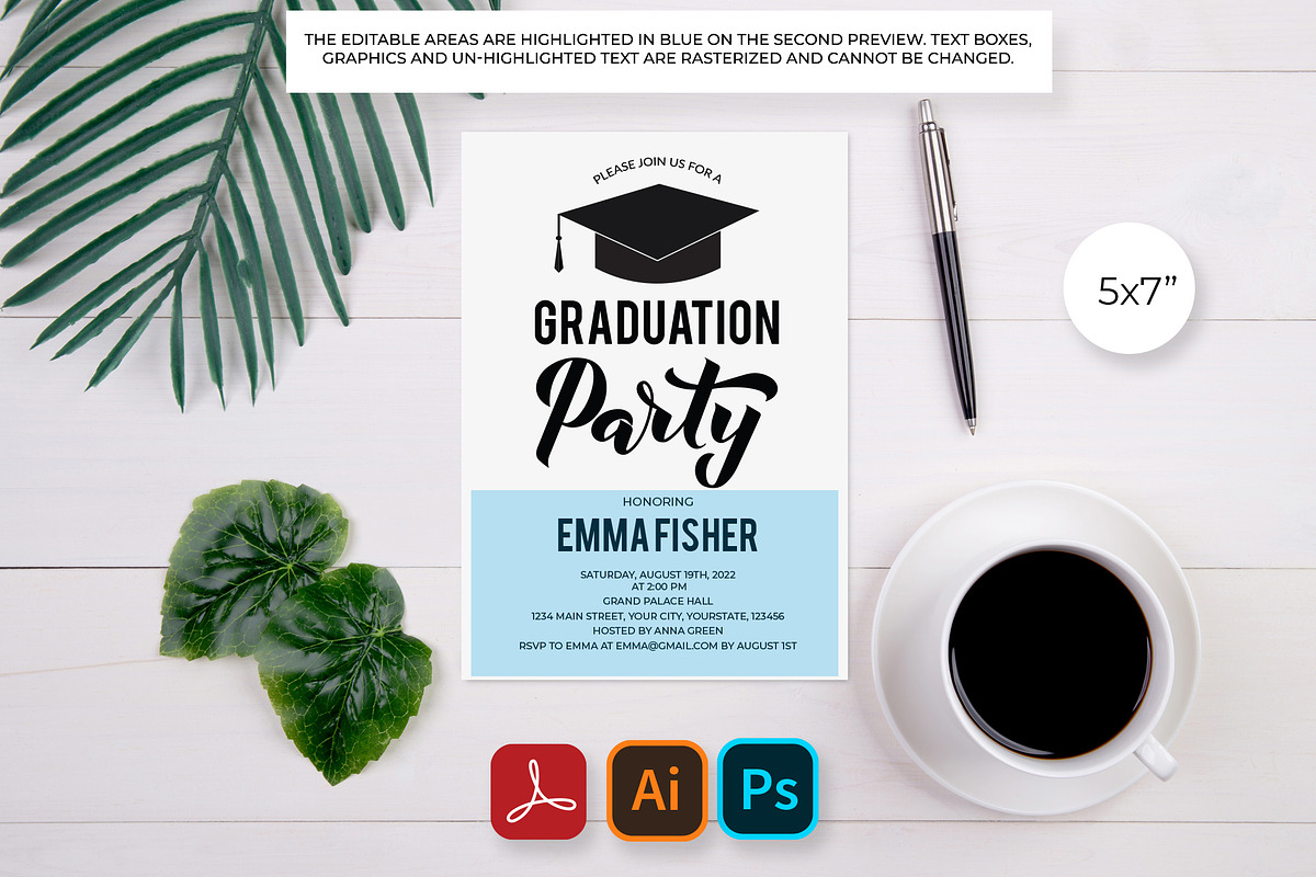 Graduation Party Invitation Card, a Stationery Template by LaBelezokaDesign (Photo 2 of 2)