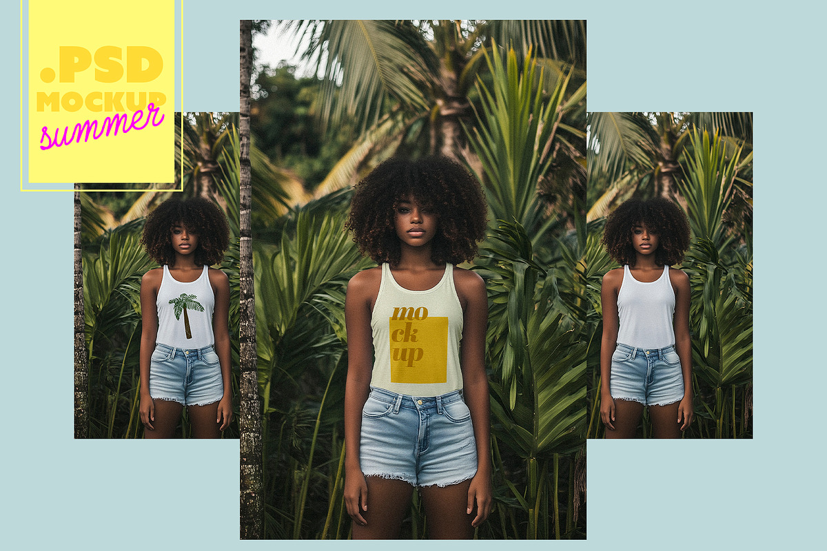 Tank Top Mockup Tropical Background, a Product Mockup by McLittle Stock (Photo 1 of 4)