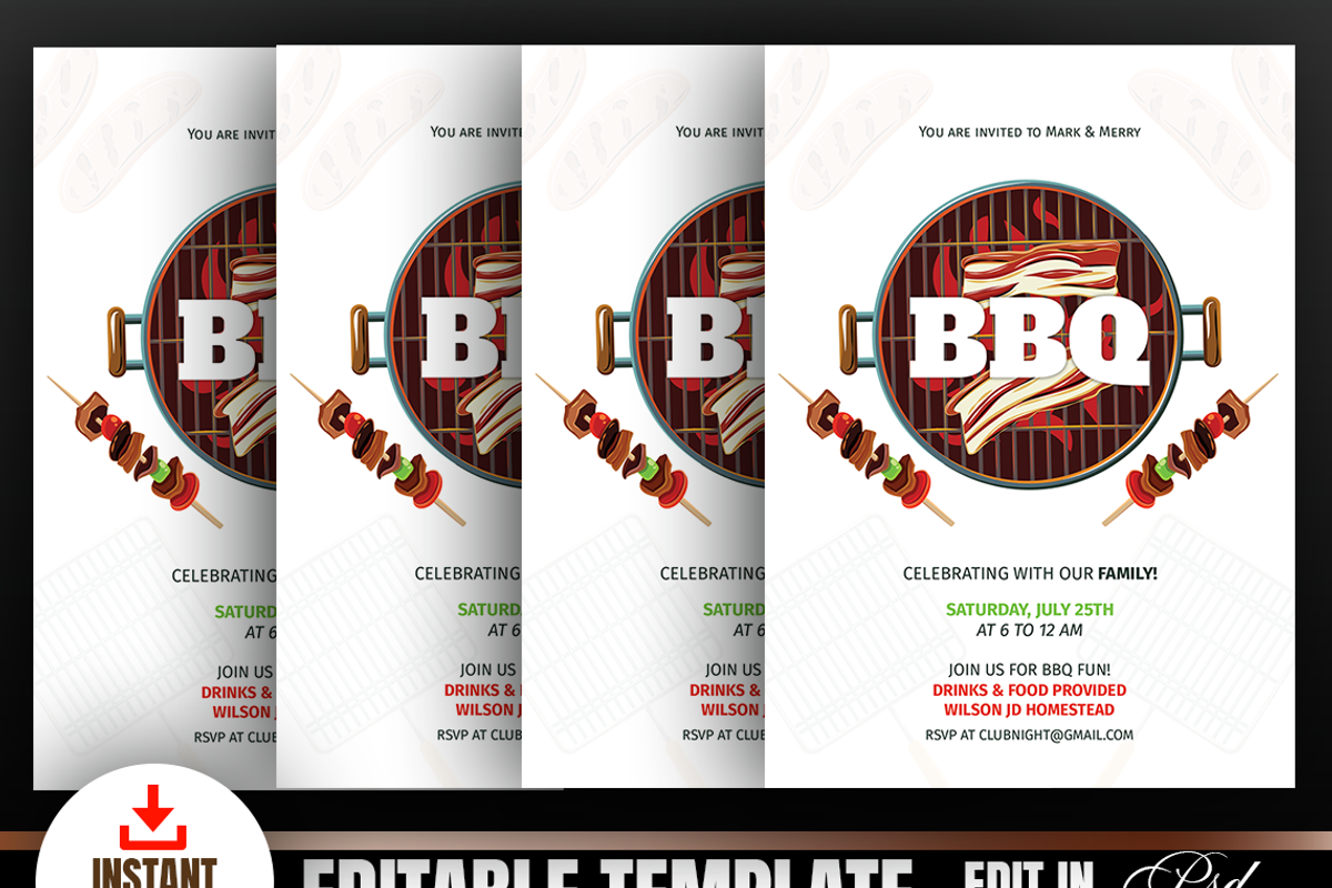 Summer Night BBQ Party Invitation, a Flyer Template by Madhabi Studio (Photo 2 of 2)