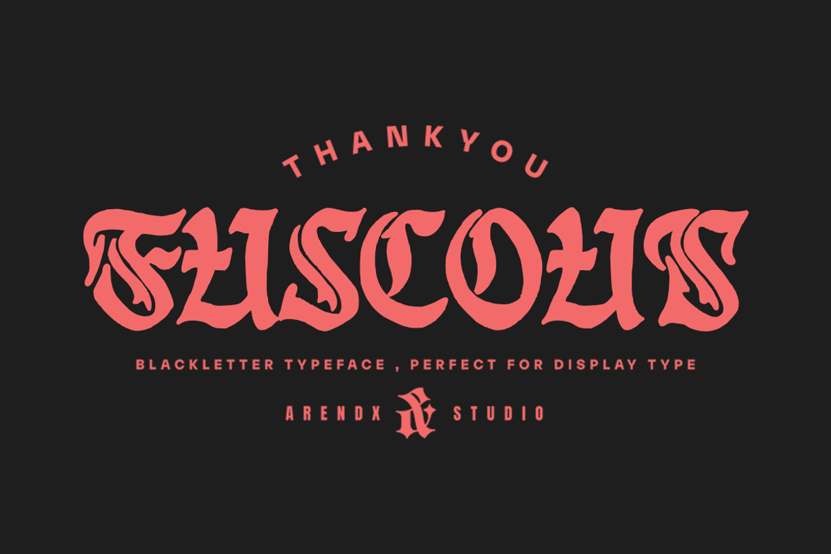 Fuscous – Bold Blackletter Typeface, a Font by Arendxstudio (Photo 12 of 12)