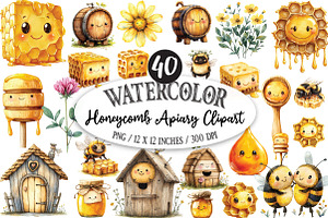 Golden Honeycomb Apiary Clipart, a Seasonal Illustration by Designking