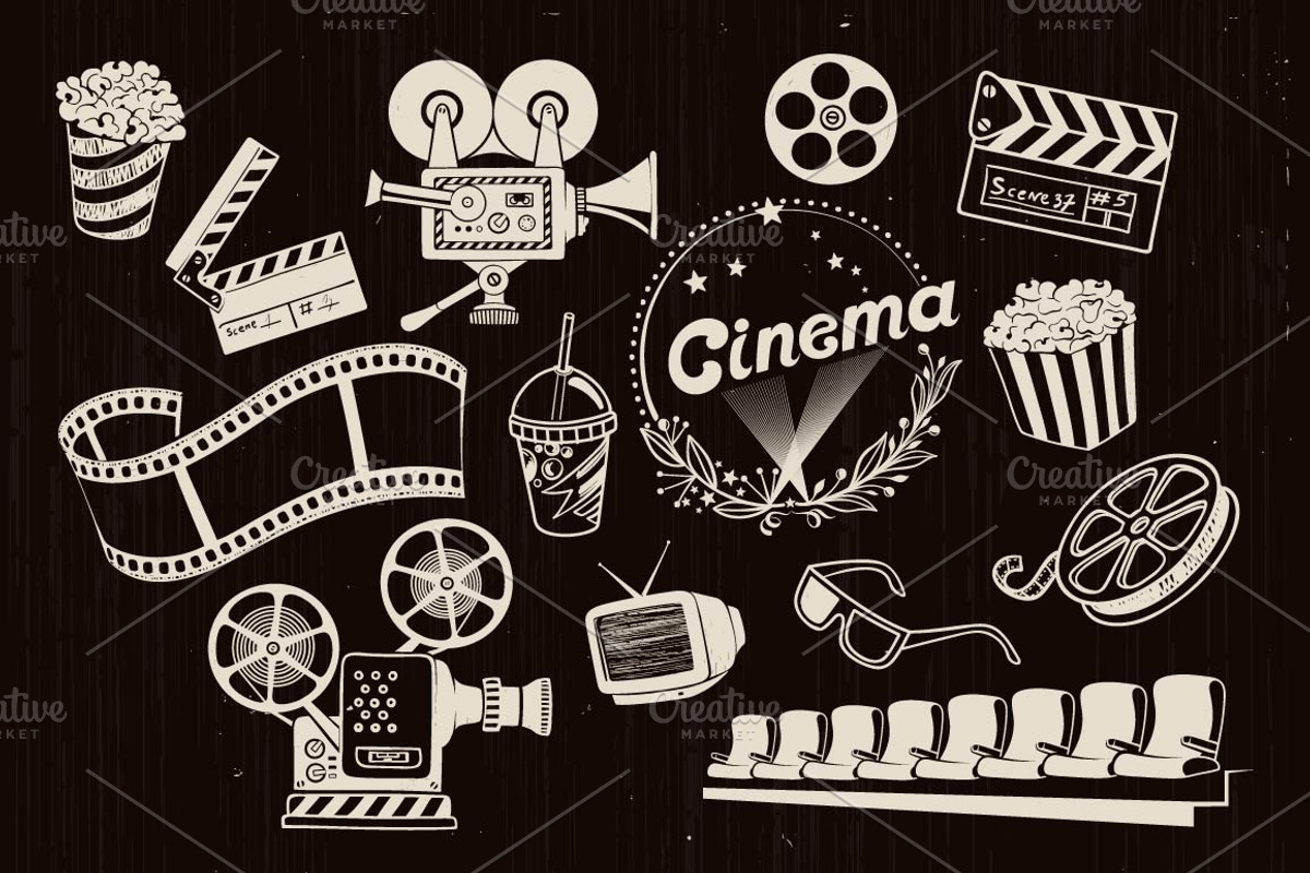 Cinema Hand-drawn Retro Clip-art, a Decorative Illustration by Adiemus (Photo 3 of 6)