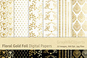 Gold Foil Floral Ornamental, a Texture Graphic by Chus Moreno Studio (Thumbnail 1 of 4)