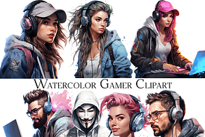 Watercolor Gamer Clipart