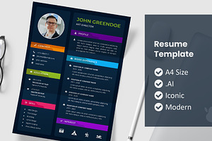 SALE Dark Colorful Resume Template