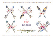 Watercolor boho teepee & bouquets, an Illustration by Peace ART (Thumbnail 4 of 6)
