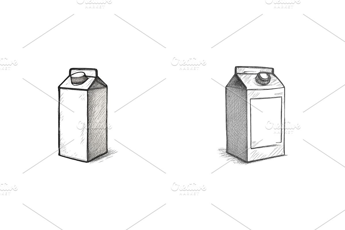 Simple sketches of two empty milk, an Illustration by ZinetroN