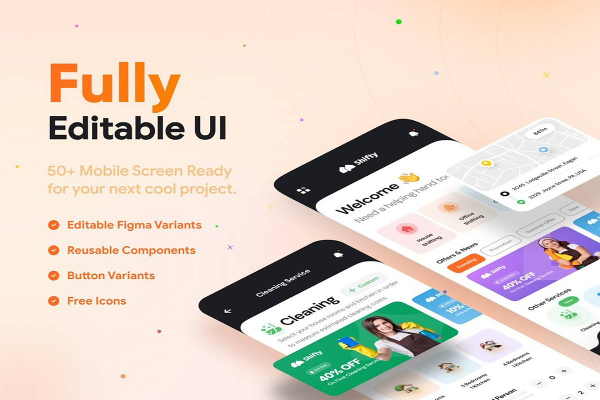 Shifty - Home Service App UI Kit, an UI Kit Template by Lumina_ui_ux202 (Photo 1 of 8)