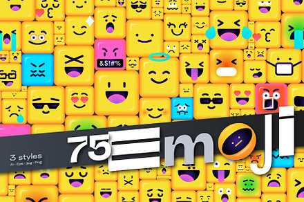 75 Square Emoji Smileys