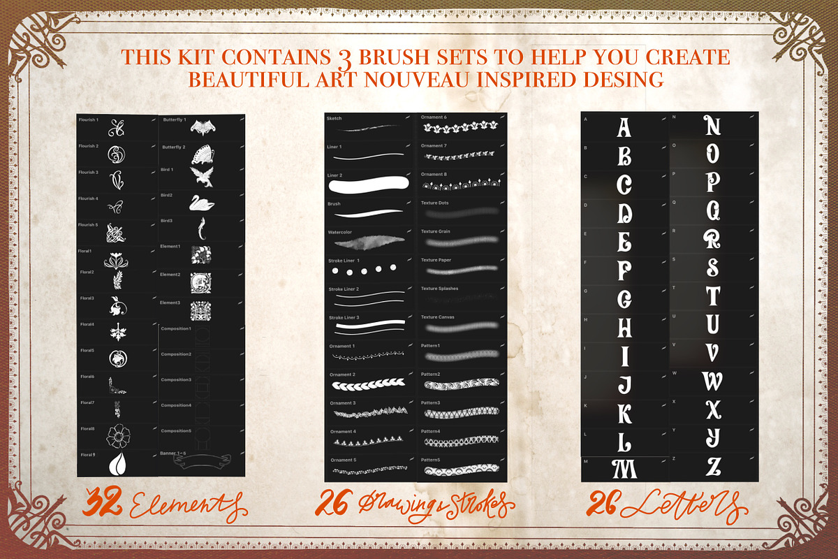 Modern Art Nouveau Creator Kit, a Brush Add-On by Letter Elfa Studio (Photo 3 of 11)