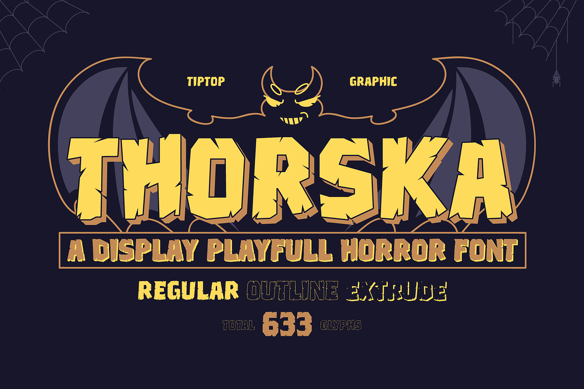 Thorska – Display Playful Horror, a Sans Serif Font by Tiptop Graphic (Photo 1 of 10)