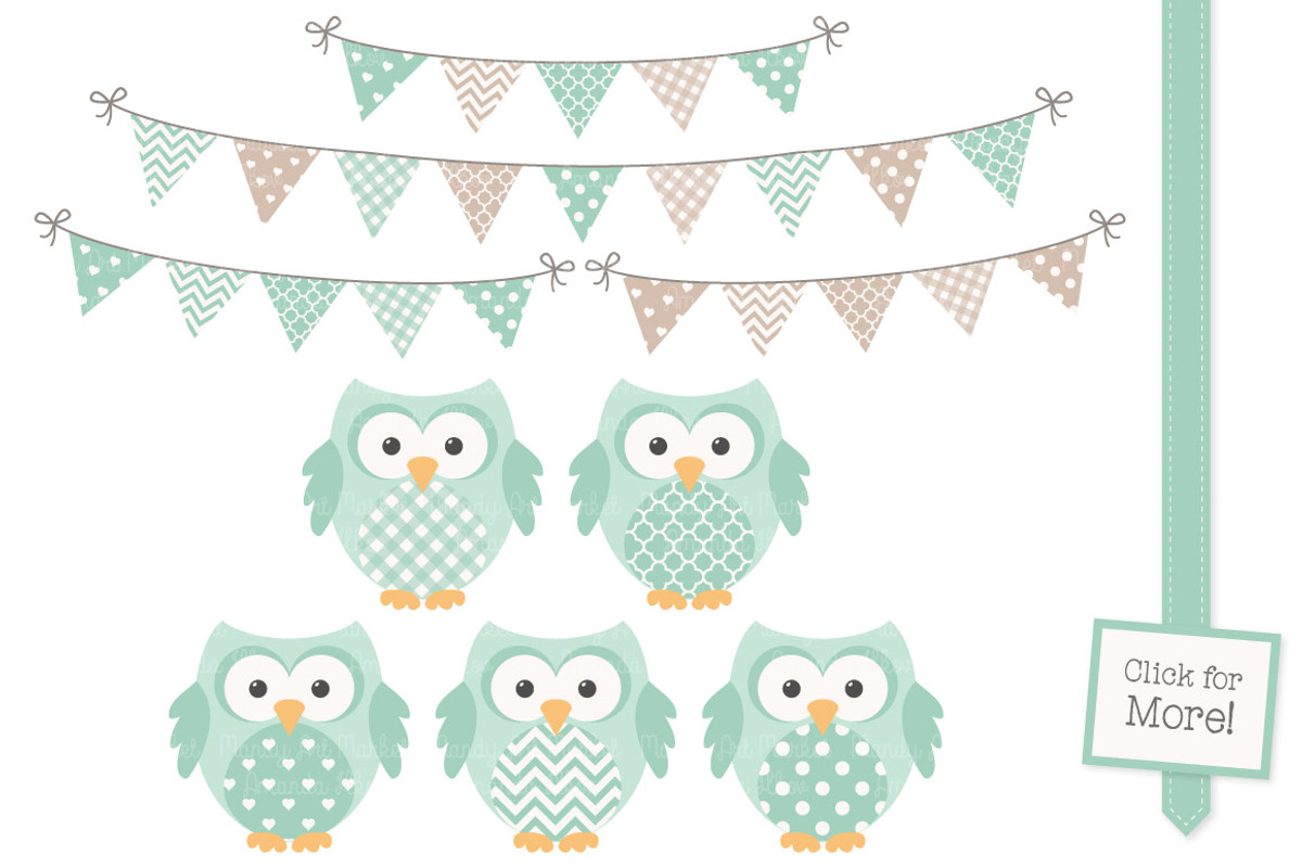 Mint Green Vector Owls & Papers, an Animal Illustration by Amanda Ilkov (Photo 2 of 3)