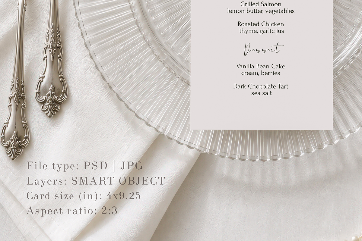 4x9.25 in Wedding Menu Mockup, an Advertising Mockup by Serenefeeling (Photo 4 of 7)