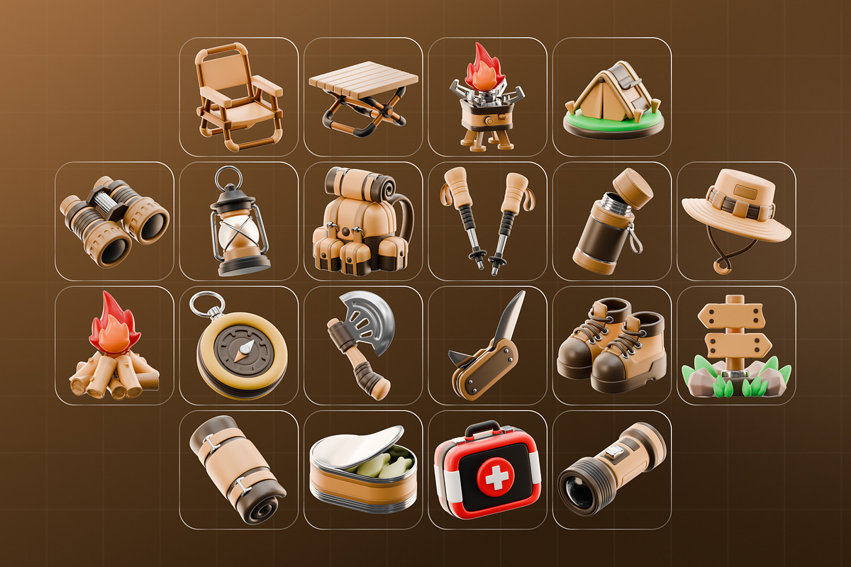 Camping Supplies 3D Icon Pack, an Object 3D Model by Haps Space (Photo 4 of 4)