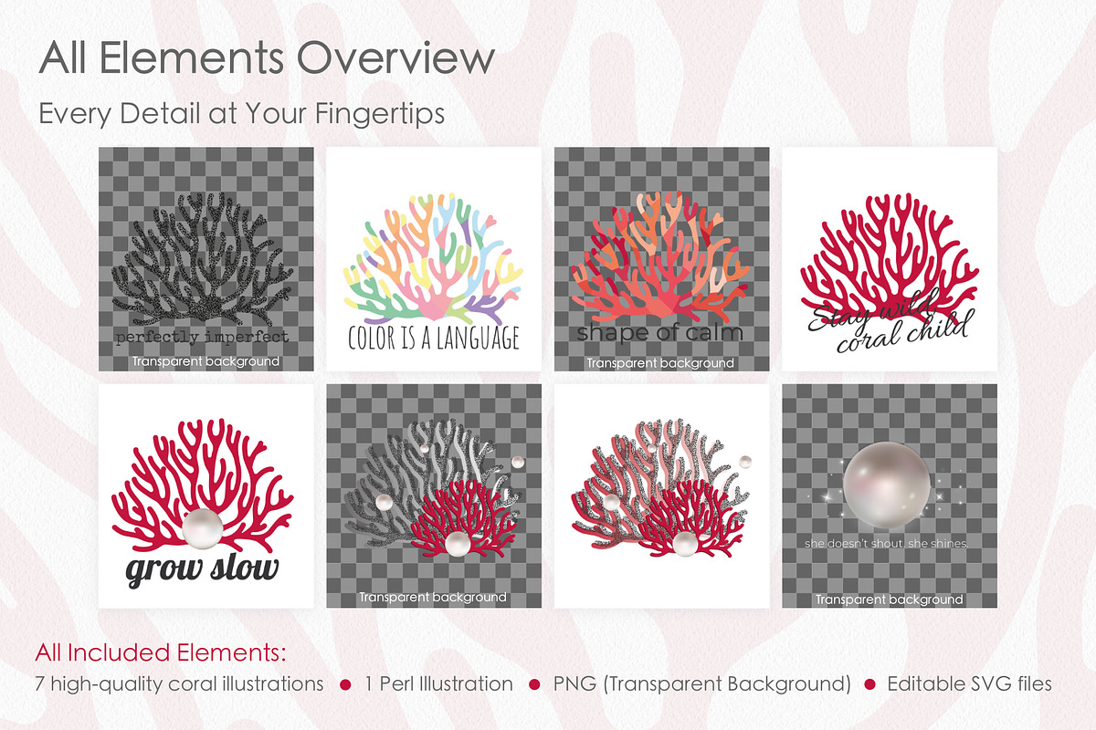Coral Stickers & Illustration., an Object Graphic by IrinaCzaran (Photo 2 of 5)