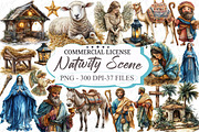 Watercolor Nativity Scene Clipart, an Illustration by designcity5 (Thumbnail 1 of 5)