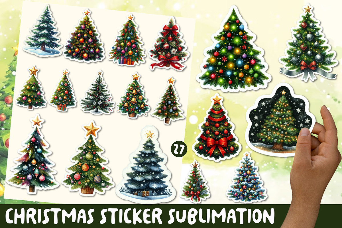 Christmas Tree Sticker Clipart, an Illustration by OK Design (Photo 1 of 5)