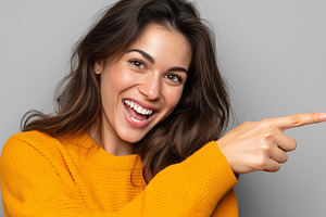 Happy young woman in yellow sweater, a Person Photo by MistyDay