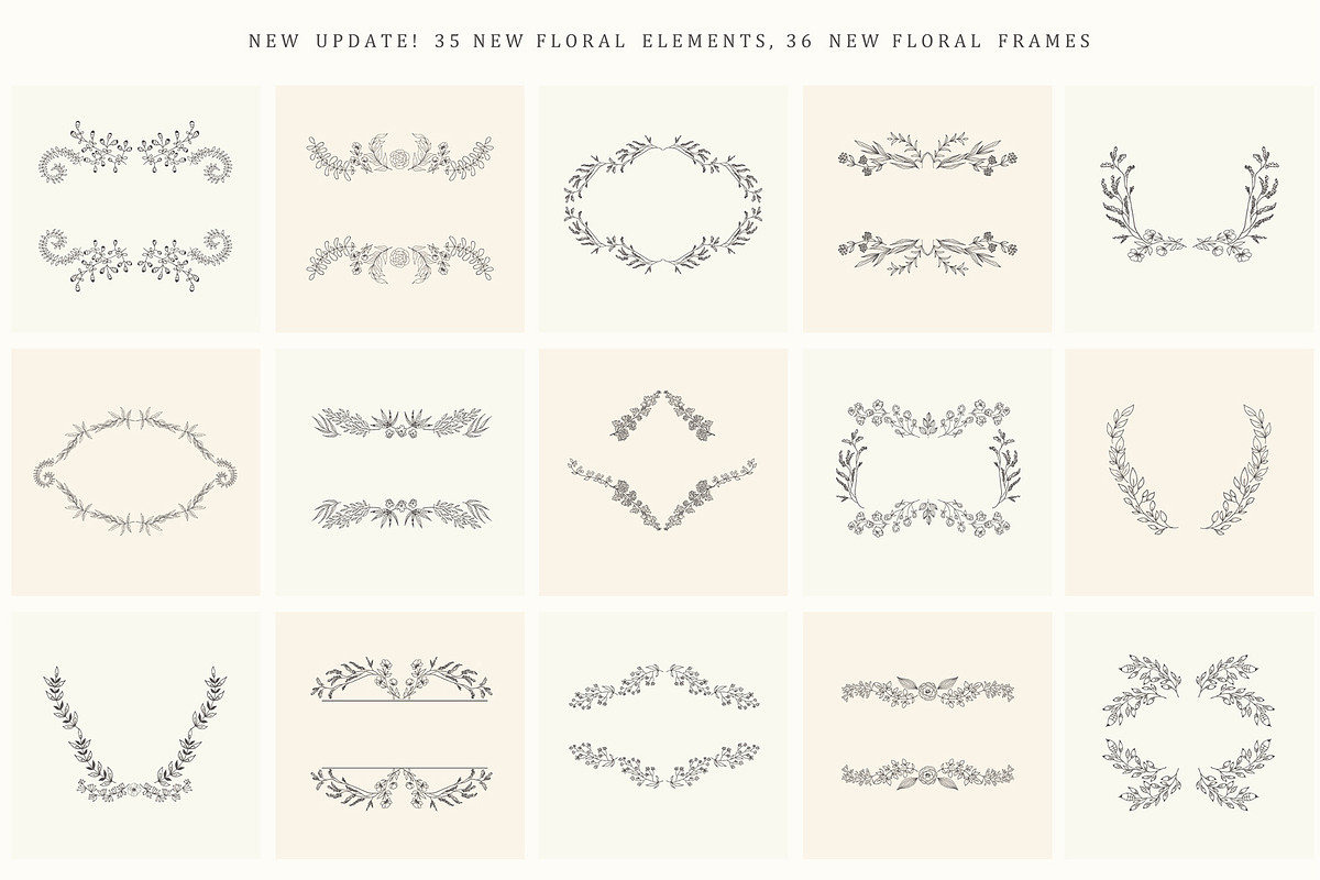 Hand Drawn Floral Elements. Frames, a Seasonal Illustration by Designwork (Photo 20 of 22)