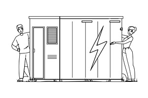 panel renewable energy storage, a Person Illustration by pikepicture