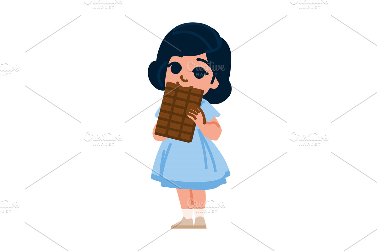 Little girl enjoying eating big, a Food Illustration by pikepicture