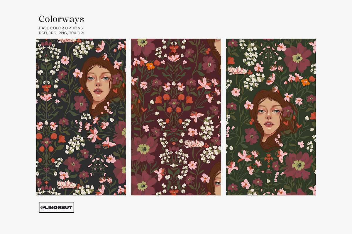 Art Nouveau Botanical Flower Pattern, a Pattern Graphic by likorbut (Photo 8 of 12)