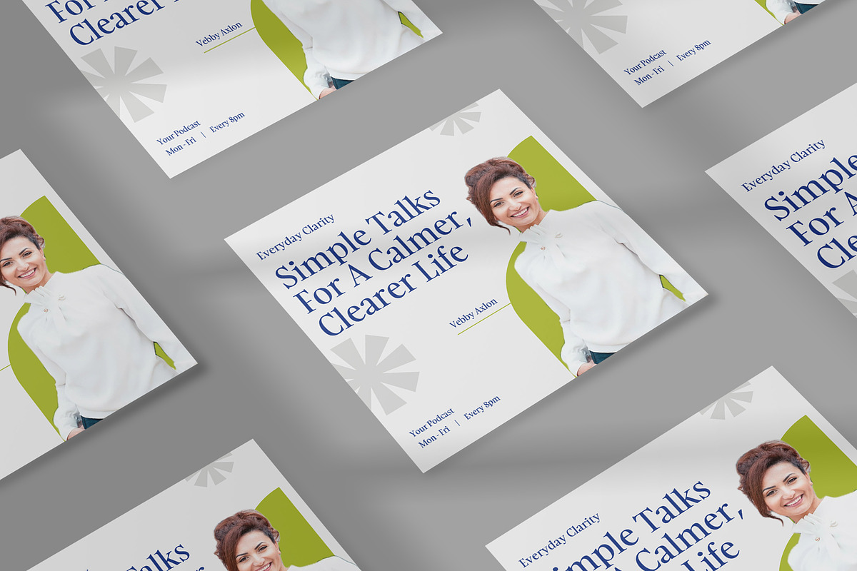 White Green Minimal Podcast Cover, a Social Media Template by Neermana (Photo 4 of 4)