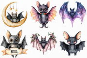 Watercolor Halloween Bat Clipart, an Illustration by Craft Nest (Thumbnail 3 of 6)