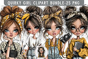 Watercolor Quirky Girl Clipart Bundl, an Illustration by Libby Wishes (Thumbnail 1 of 6)