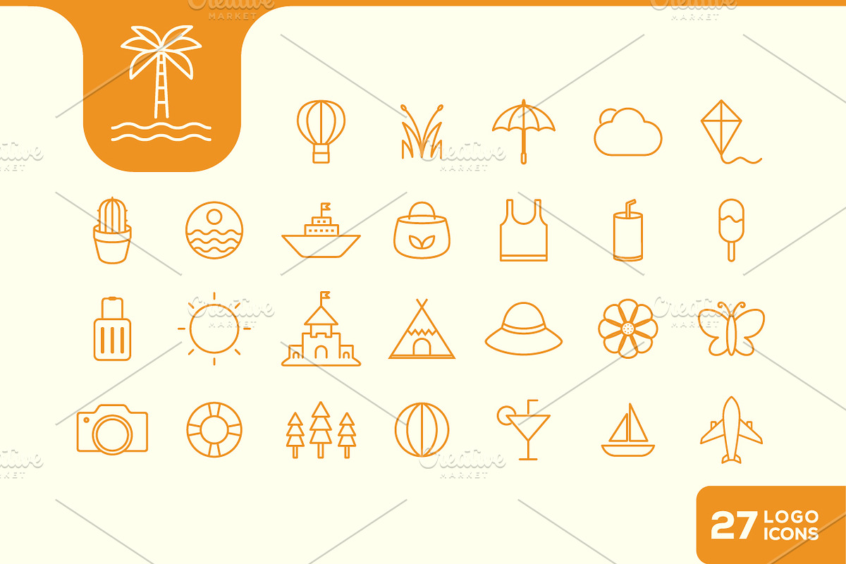 Summer Line Icons design, an Outline Icon by devastd