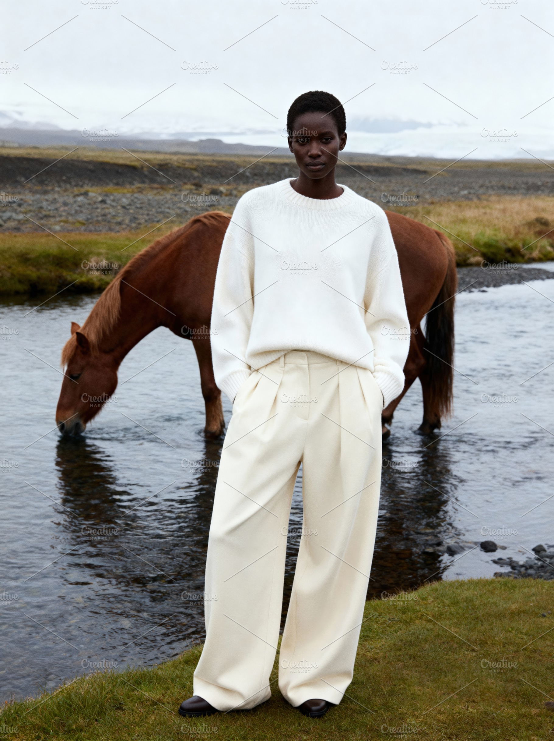 Woman in Minimalist Fashion & Horse, a Person Photo by Virgo Studio