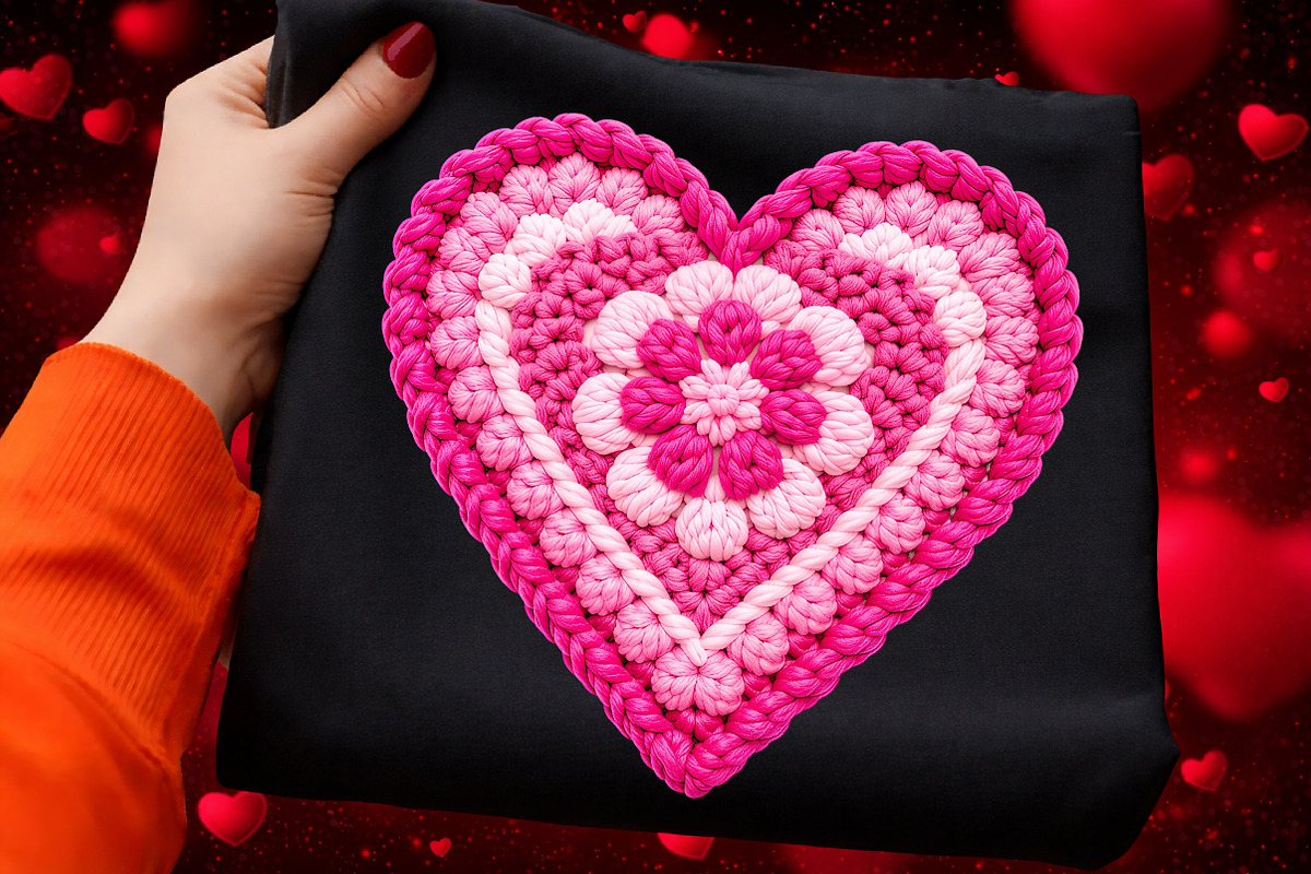Faux Yarn Crochet Valentine Heart, an Illustration by Craft Nest (Photo 1 of 8)