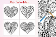 Heart Mandalas Coloring Pages, a Decorative Illustration by Gulnara Sabirova (Thumbnail 3 of 18)