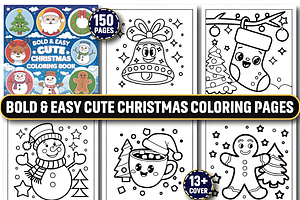 Bold Easy Cute Christmas Coloring, a Seasonal Illustration by Coco Bloom